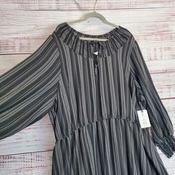 Terra & Sky Black Stripe Peasant Cottagecore Maxi Dress 4X Ruffle Farm Country - Picture 5 of 16